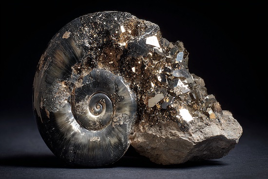pyritized ammonite fossil